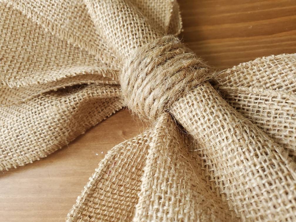 Natural Burlap Wire-Lined Hand-Knotted Drape Loop Bow – Darby Creek Trading