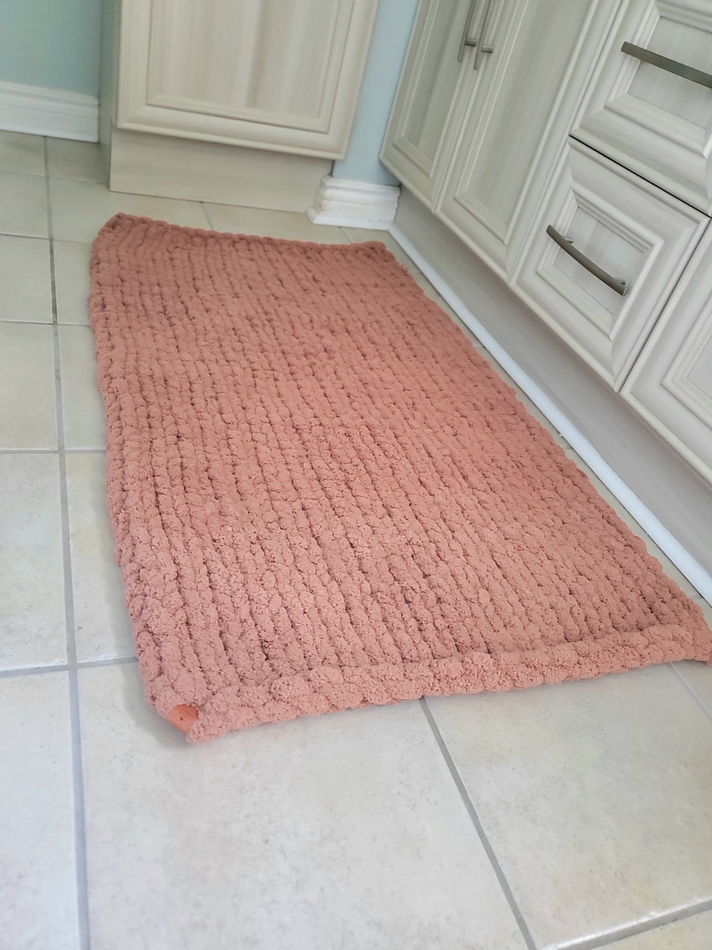 Custom Size 42x42 Luxurious Plush Chenille Wool Bathroom Mat