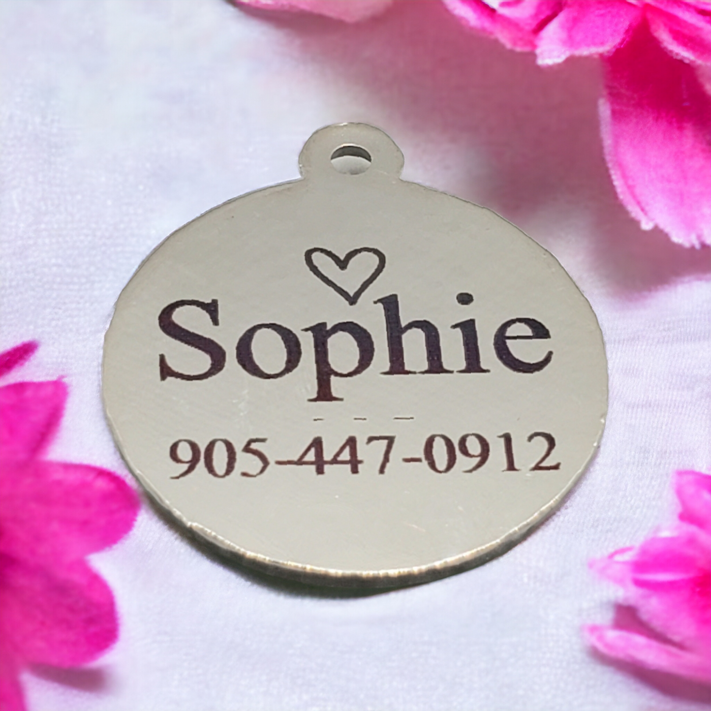 Pink Cat Tag | Laser Engraved Pet Tag with Cat Face