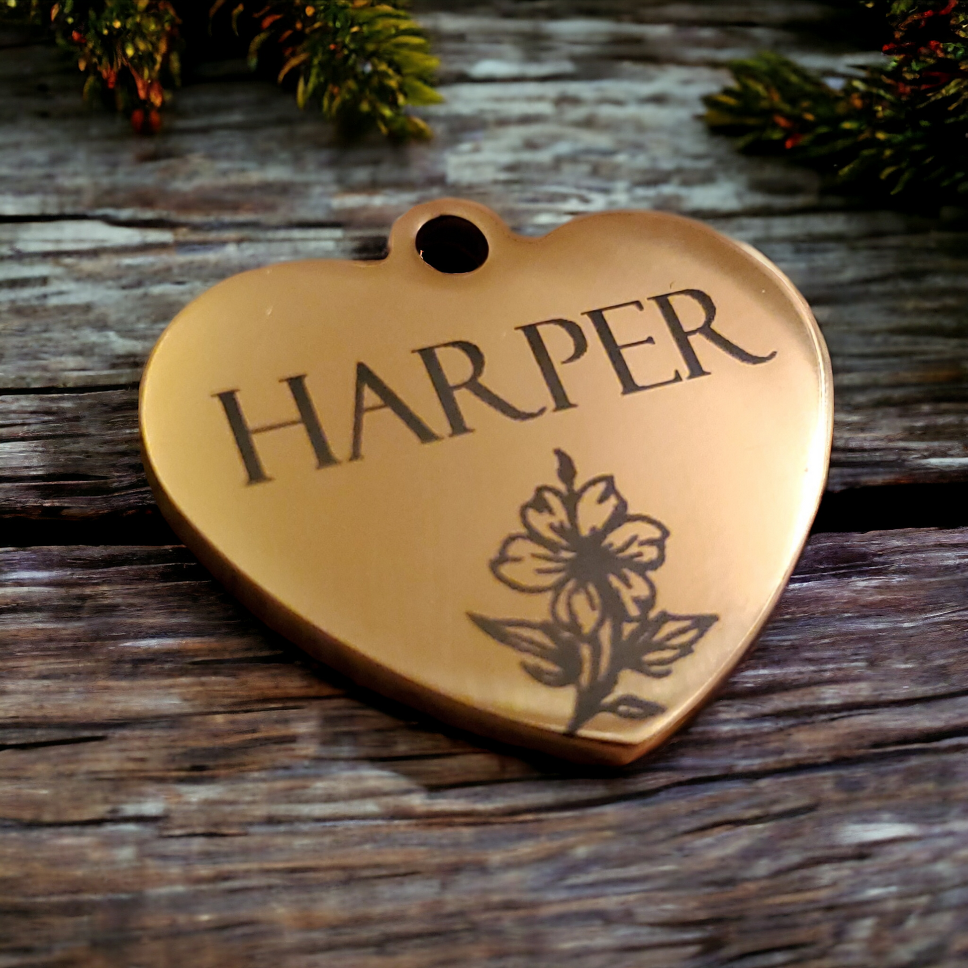 heart shaped pet ID tag, laser engraved dog tag