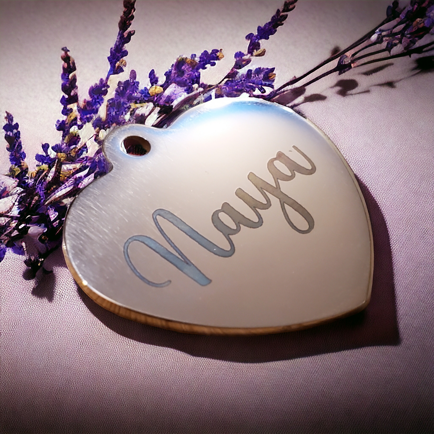 Blue Heart Shaped Pet ID Tag | Laser Engraved