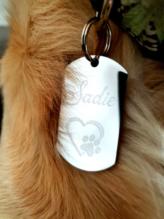 Military Style Dog ID Tag | Laser Engraved Stainless Steel