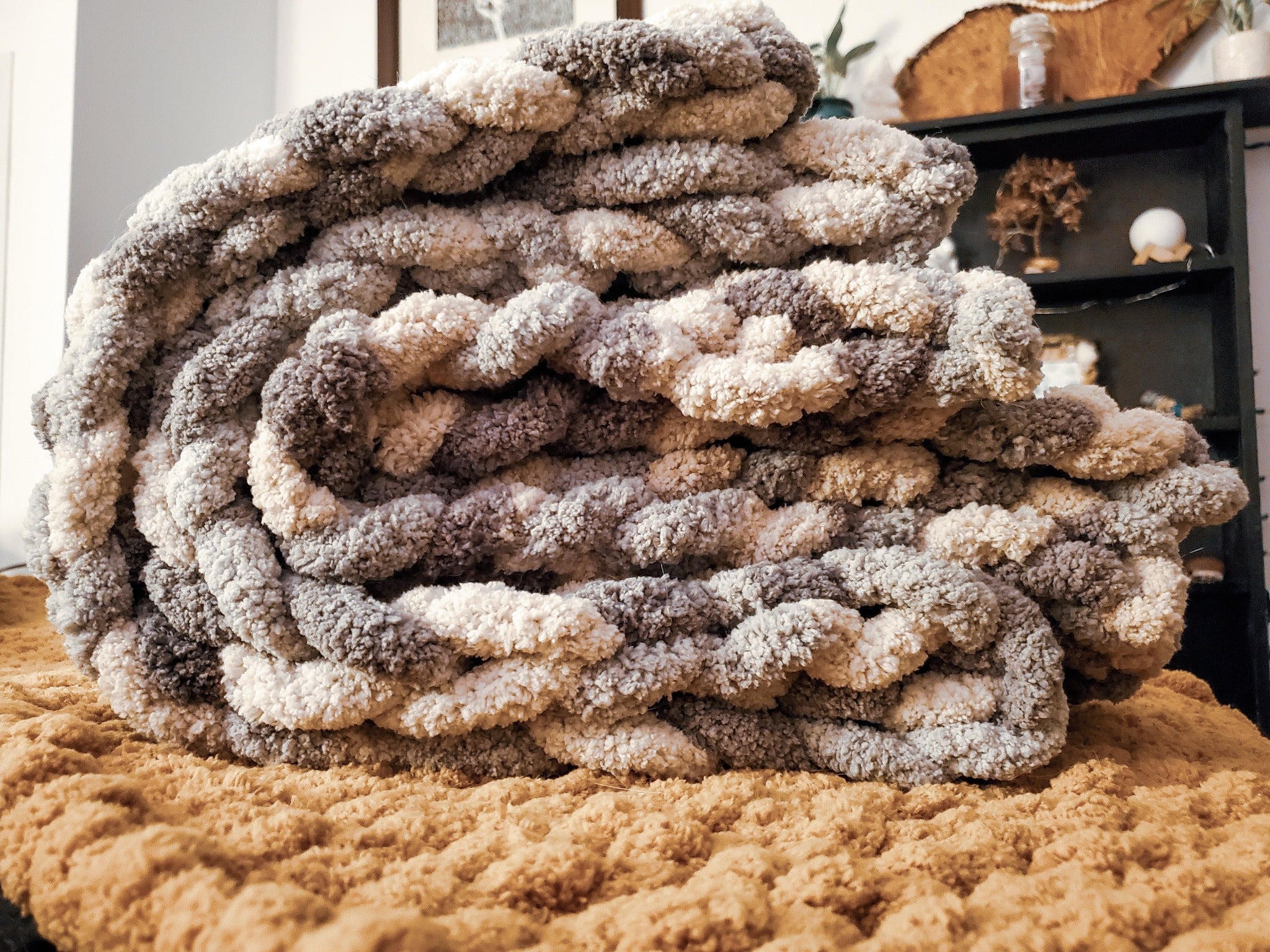 Taupe chunky knit online blanket