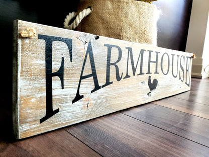 Farmhouse Sign, Whitewashed Pine.