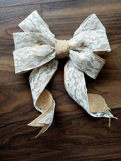 burlap and lace bow