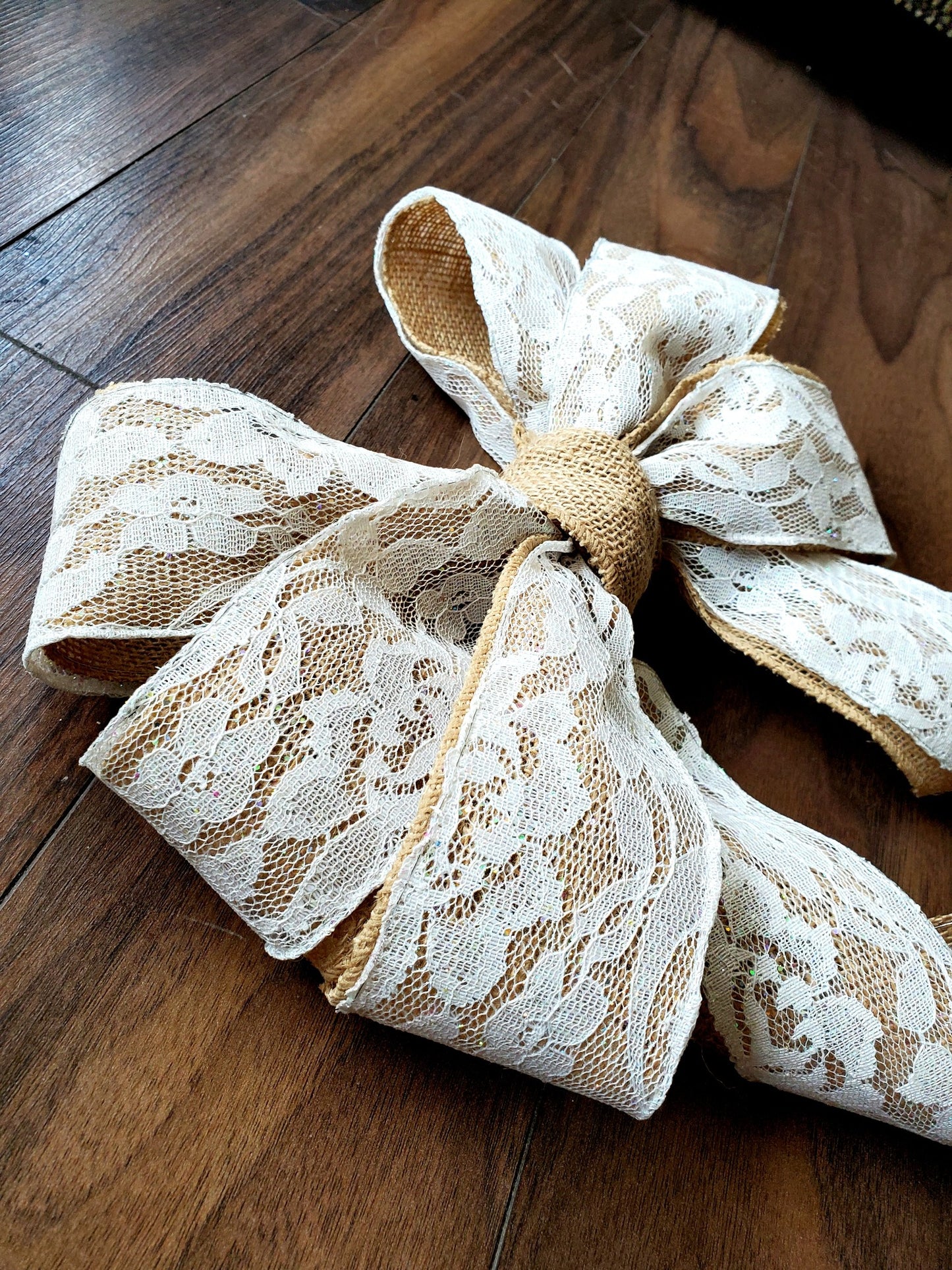 burlap and lace bow 