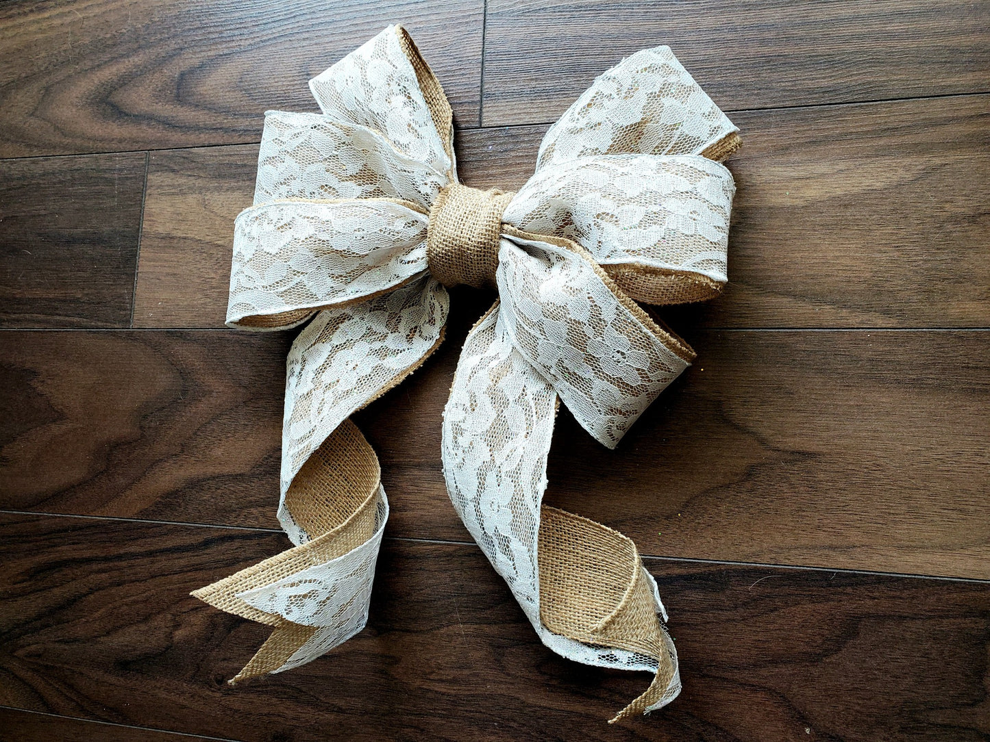 decorative burlap and lace bow 