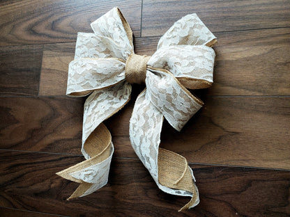decorative burlap and lace bow 