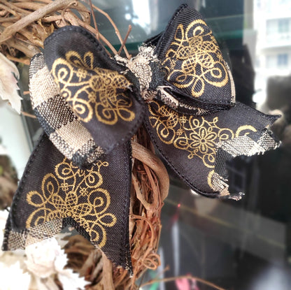 Black And Gold Decorative Accent Bow
