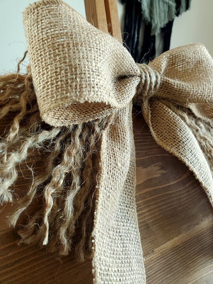 Decorative Bow, Burlap and Fringe