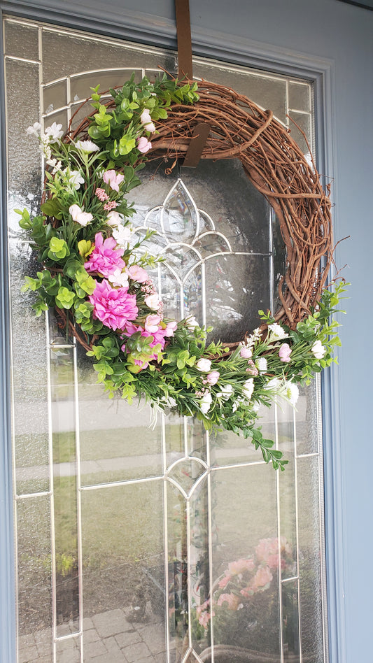 Purple and White Floral Spring Wreath