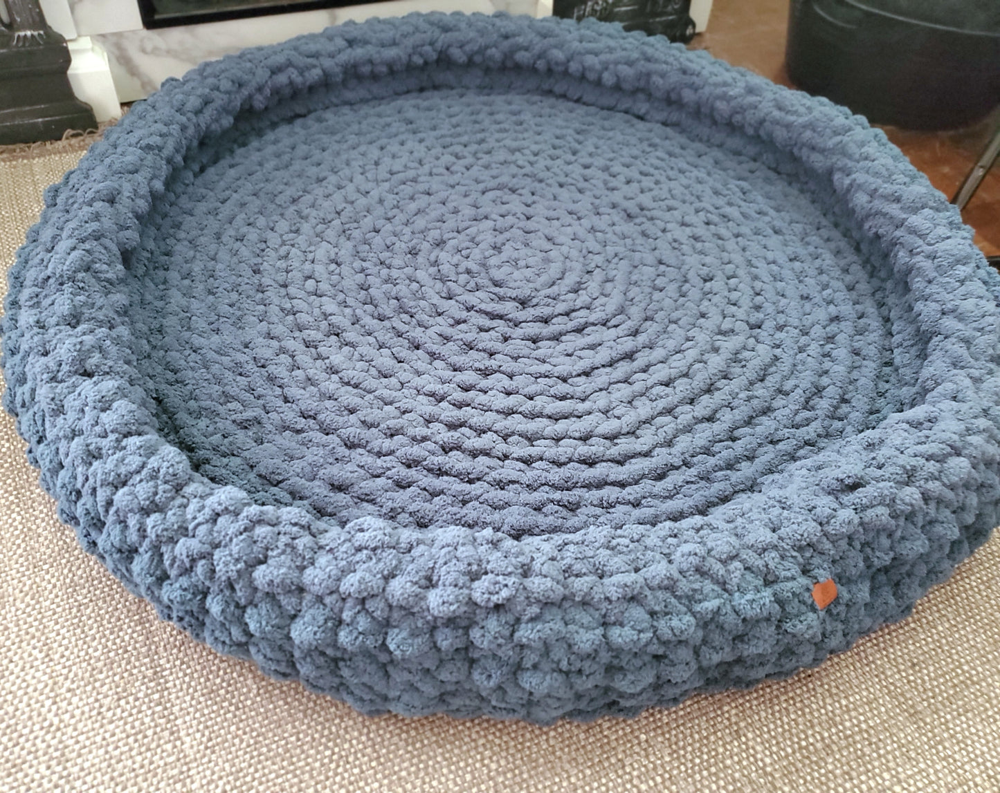 36" Dog Bed | Large Size Chenille Wool Pet Bed