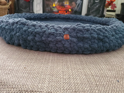50" Dog Bed | XXL Size Chenille Wool Pet Bed