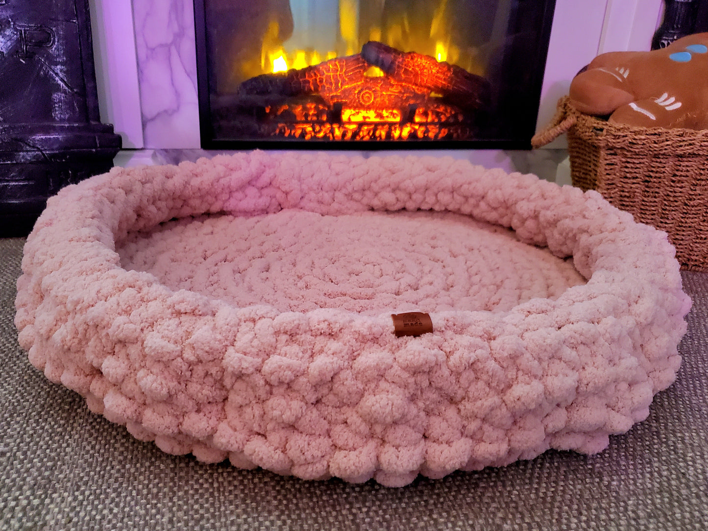 42" Dog Bed | XL Size Chenille Wool Pet Bed