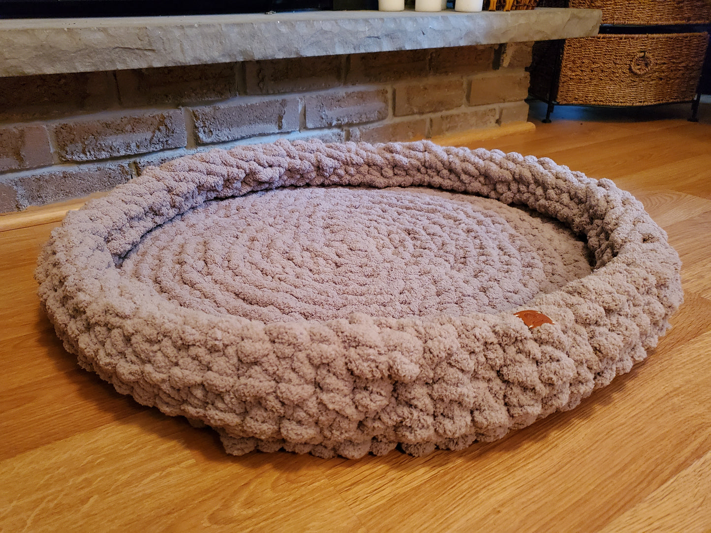 36" Dog Bed | Large Size Chenille Wool Pet Bed