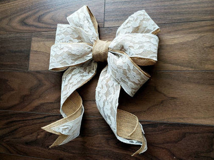 Sparkly Lace Burlap Bow - Perfect for Weddings, Parties, and Special Occasions