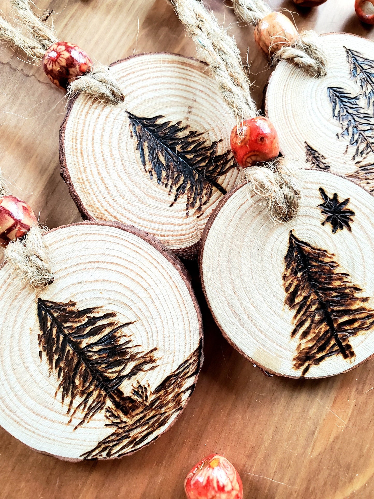 Unique Handcrafted Wood Burned Ornaments - Multi-Pack - Perfect for Christmas Decorations
